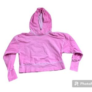 Joylab Distressed pink cropped hoodie with thumb holes